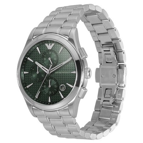 Emporio Armani Paolo Chronograph Green Dial Silver Steel Strap Watch For Men - AR11529 - Image 6